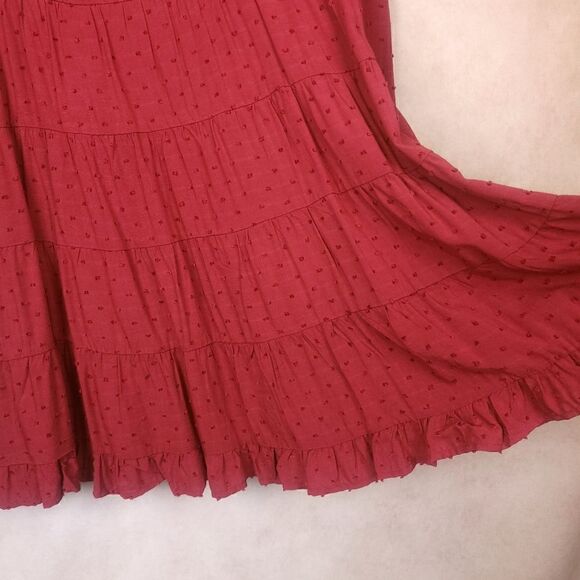 Urban Outfitters Textured Long Sleeve Frock Dress Red Size Small - Picture 9 of 10